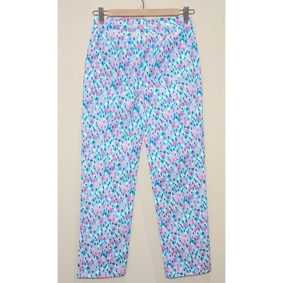 Lilly Pulitzer Divia Blue Pink Dottie Stretch Ankle Pant - Picture 8 of 14